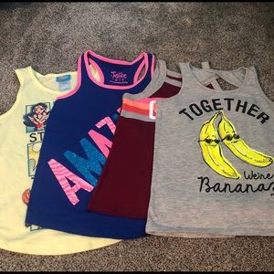Justice lot of 4 girls Size 8 adorable tank tops!